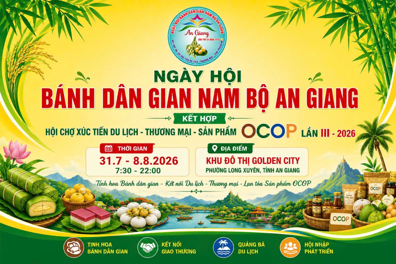Ngày hội Bánh dân gian Nam Bộ - An Giang lần thứ III sẽ diễn ra tại phường Long Xuyên